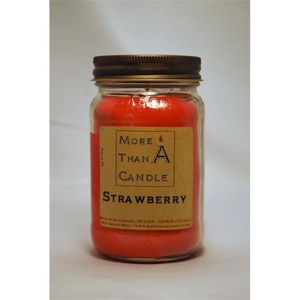 More Than A Candle More Than A Candle SBY16M 16 oz Mason Jar Soy Candle; Strawberry SBY16M